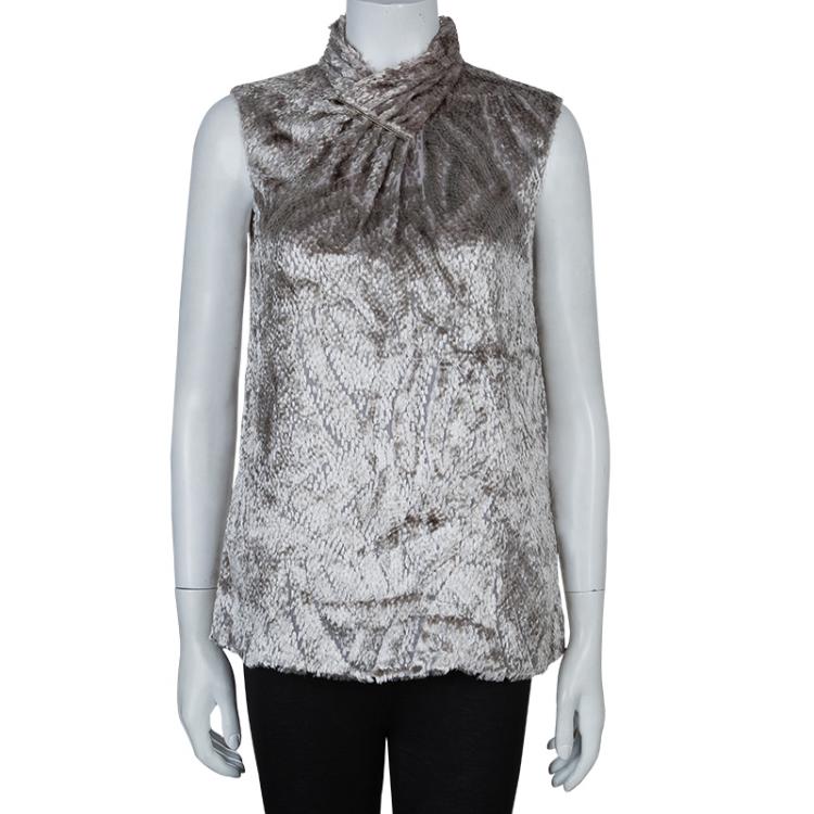 Pre Owned Jason Wu Grey Textured Sleeveless Top M