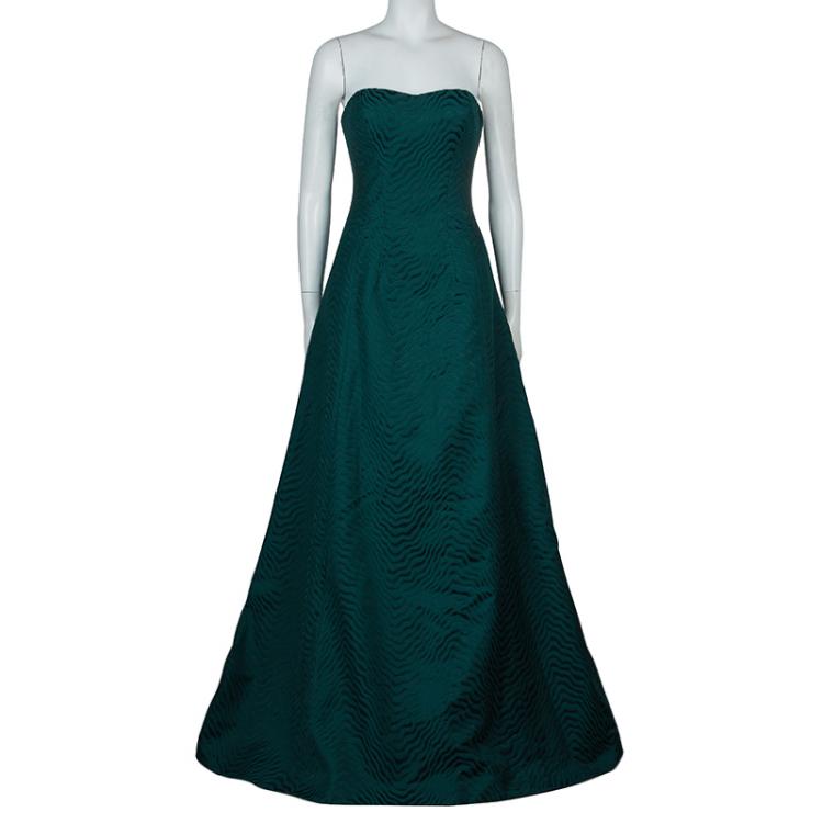 Pre Owned Jason Wu FA'14 Evergreen Jacquard Strapless Gown M