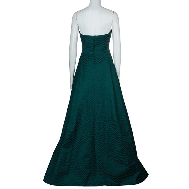 Pre Owned Jason Wu FW14 Evergreen Jacquard Strapless Gown M