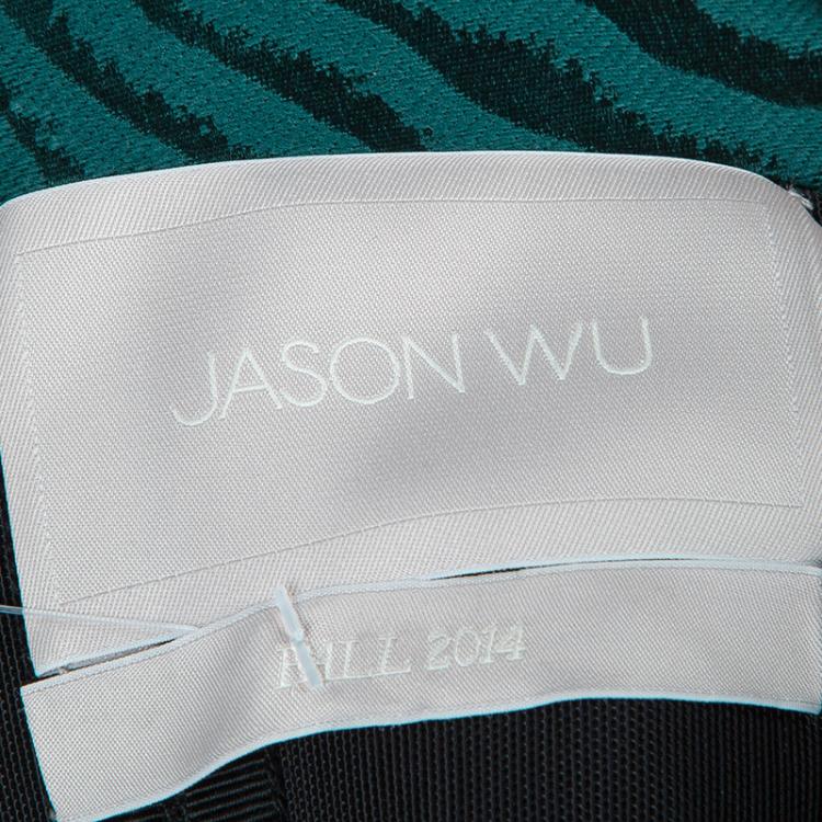 Pre Owned Jason Wu FW14 Evergreen Jacquard Strapless Gown M