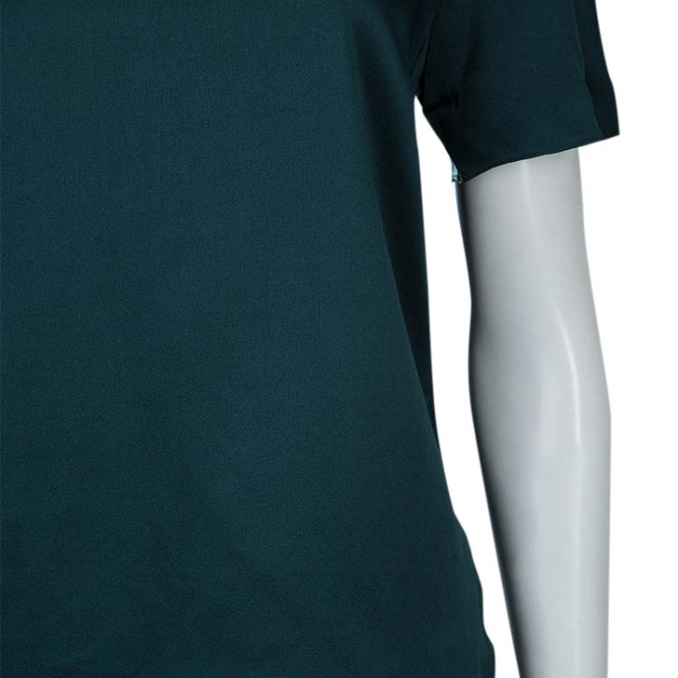 Pre Owned Jason Wu Green Embellished Neck Detail Short Sleeve Blouse M