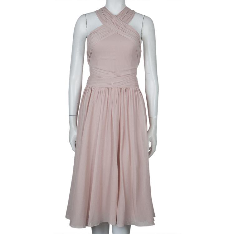 مملوكة مسبقًا Jason Wu Resort'15 Blush Pink Crinkled Chiffon Crossfront Backless Dress S