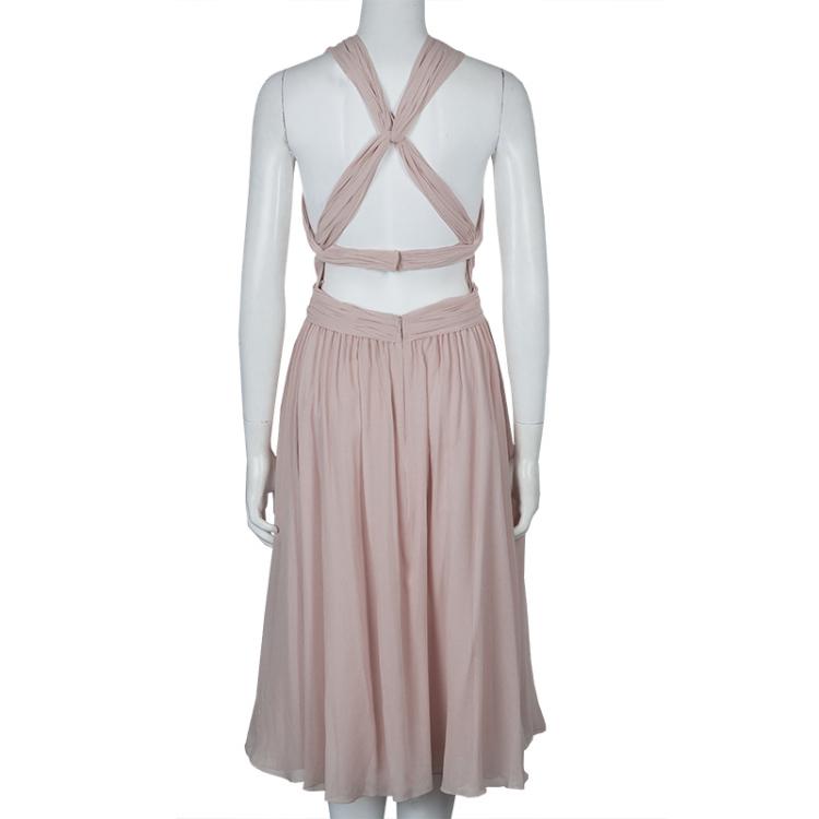 مملوكة مسبقًا Jason Wu Resort'15 Blush Pink Crinkled Chiffon Crossfront Backless Dress S