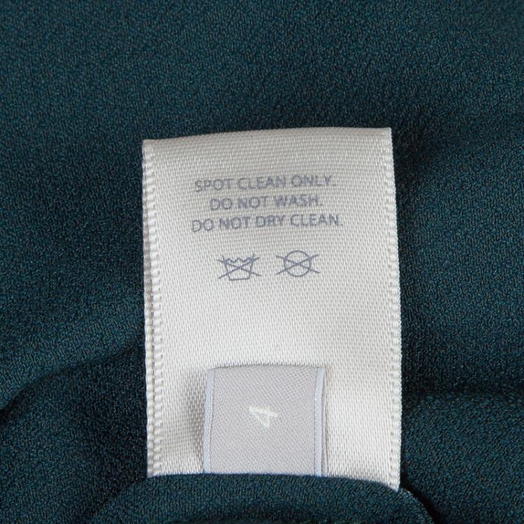 Pre Owned Jason Wu Green Embellished Neck Detail Short Sleeve Blouse S