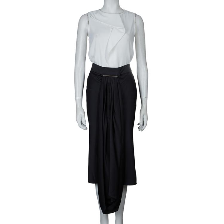Pre Owned Jason Wu Black Pleated Front Midi Skirt  M