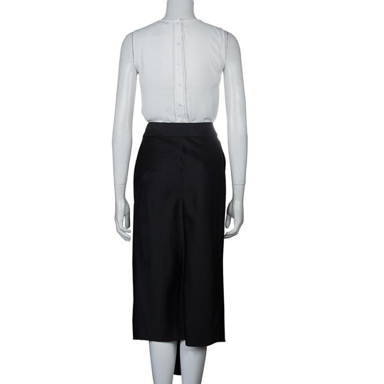 Pre Owned Jason Wu Black Pleated Front Midi Skirt  M