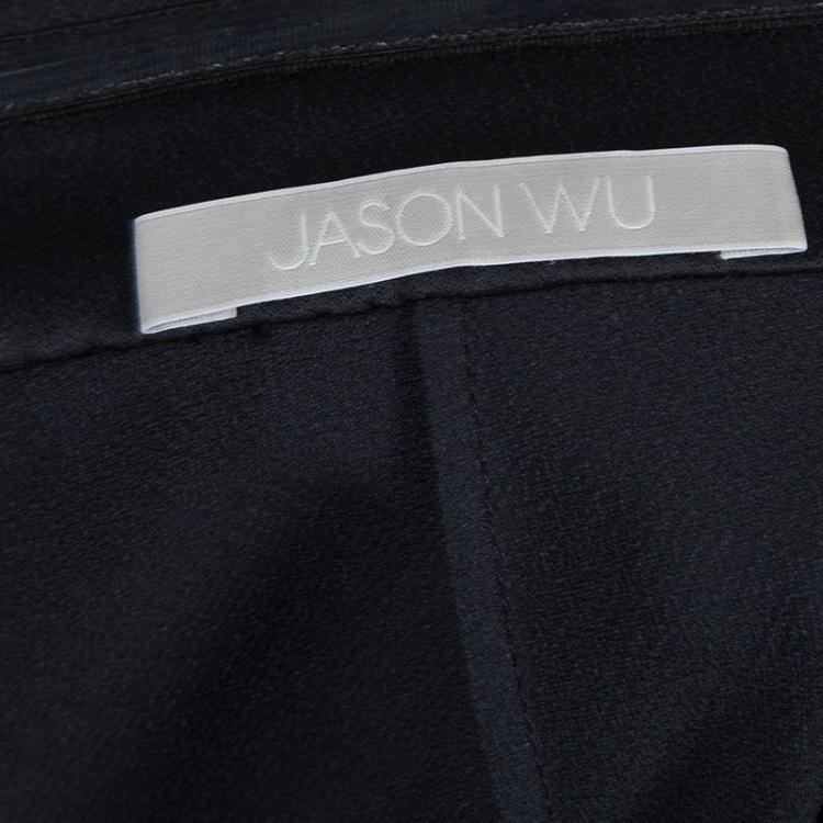 Pre Owned Jason Wu Black Pleated Front Midi Skirt  M