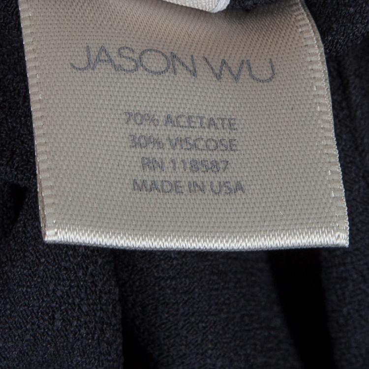 Pre Owned Jason Wu Black Pleated Front Midi Skirt  M