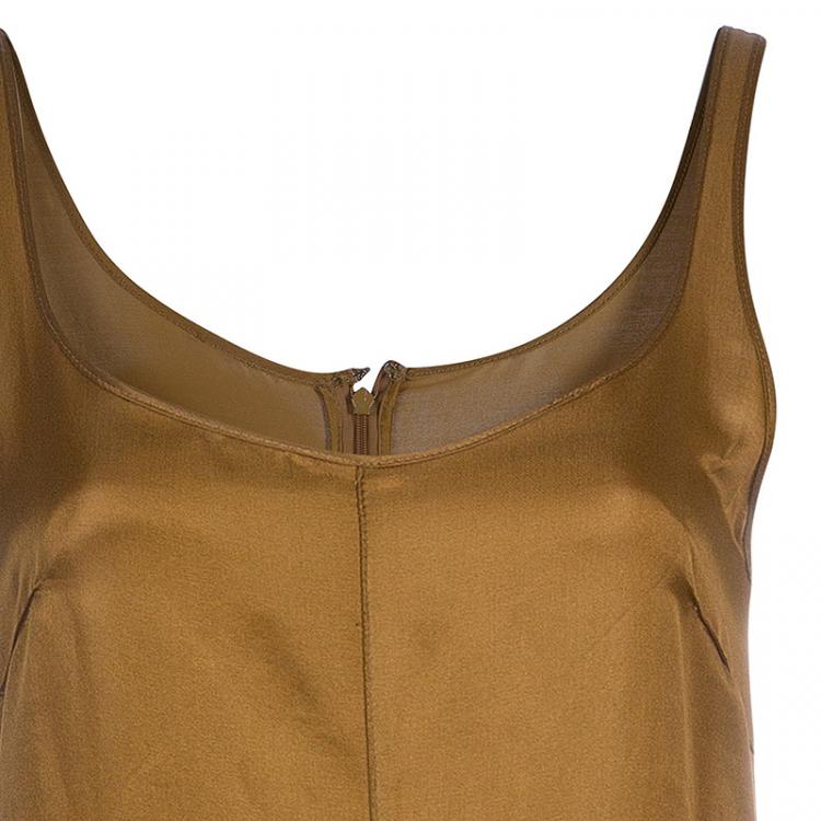 Pre Owned Jil Sander Brown Cotton Vintage Sleeveless Dress S