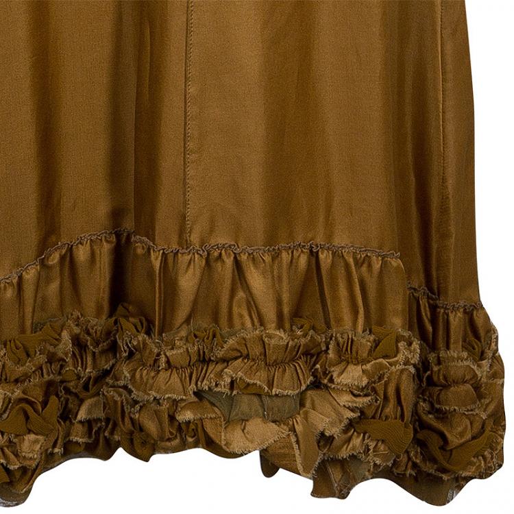 Pre Owned Jil Sander Brown Cotton Vintage Sleeveless Dress S