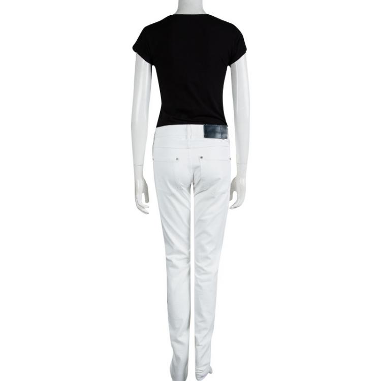 Pre Owned Jil Sander White Denim Boot Cut Jeans M