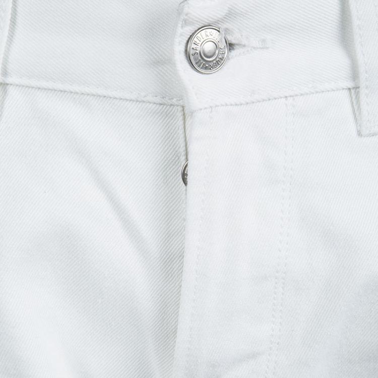 Pre Owned Jil Sander White Denim Boot Cut Jeans M