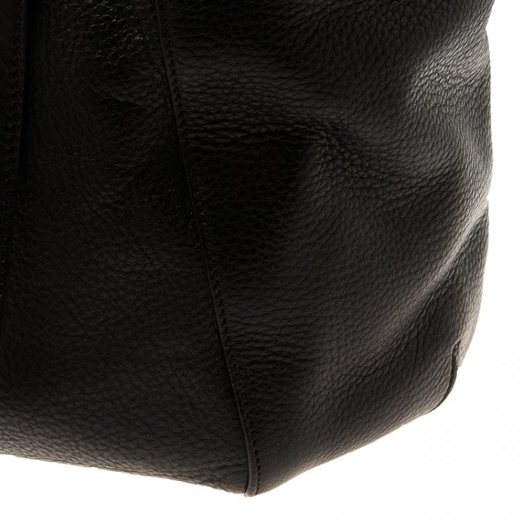 Pre Owned Jimmy Choo Black Pebbled Leather Anna Hobo