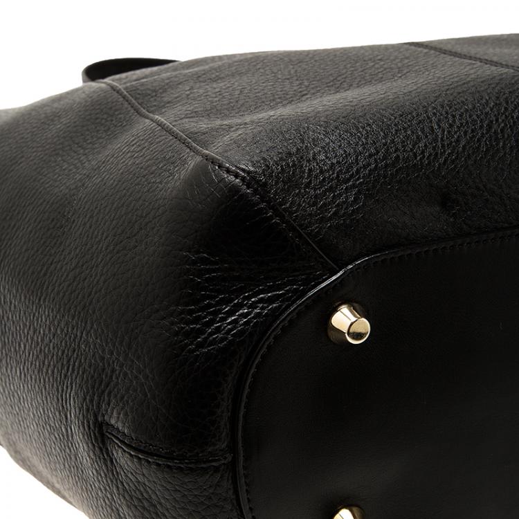 Pre Owned Jimmy Choo Black Pebbled Leather Anna Hobo