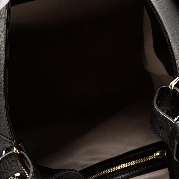 Pre Owned Jimmy Choo Black Pebbled Leather Anna Hobo