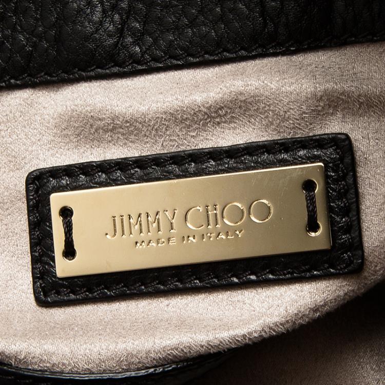 Pre Owned Jimmy Choo Black Pebbled Leather Anna Hobo