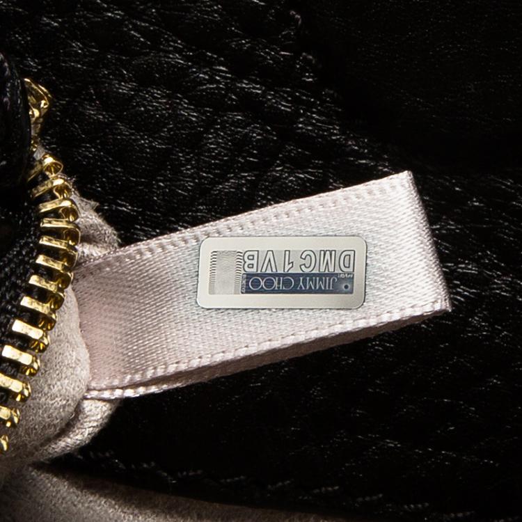 Pre Owned Jimmy Choo Black Pebbled Leather Anna Hobo