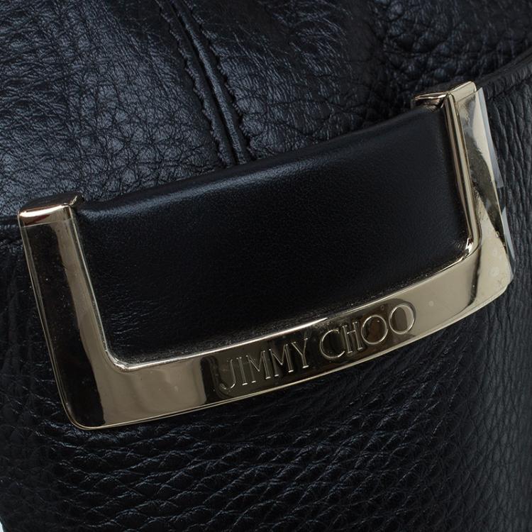 Pre Owned Jimmy Choo Black Pebbled Leather Anna Hobo