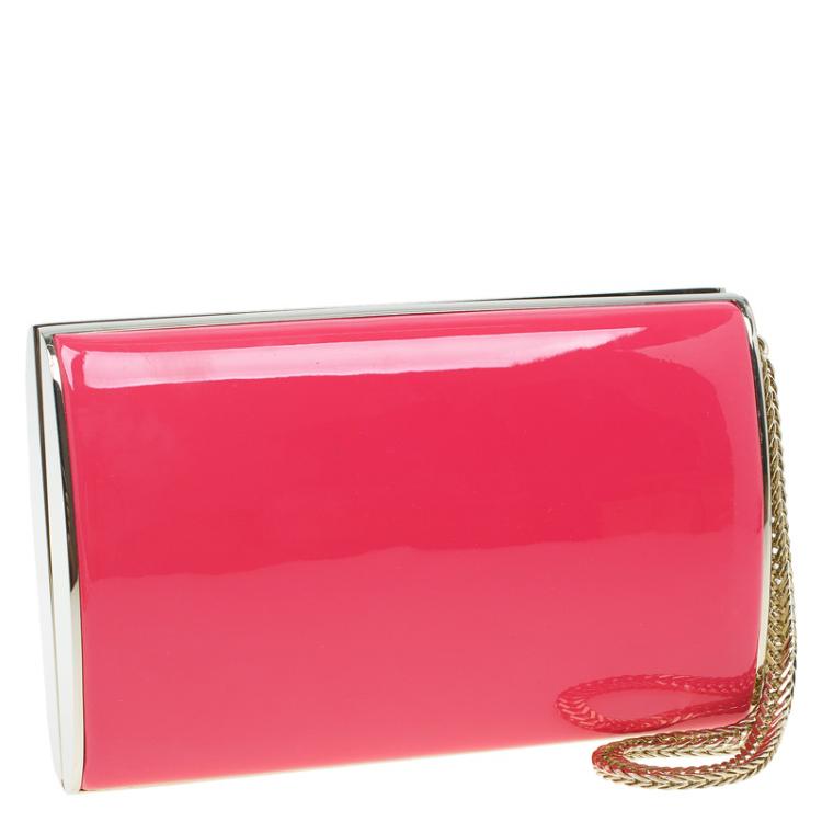 Pre Owned Jimmy Choo Pink Patent Leather Carmen Clutch