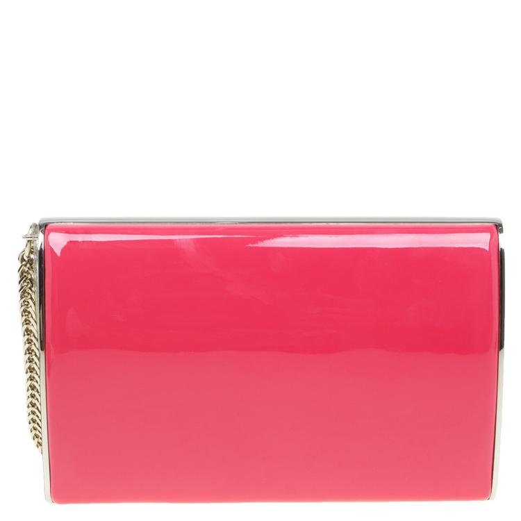Pre Owned Jimmy Choo Pink Patent Leather Carmen Clutch