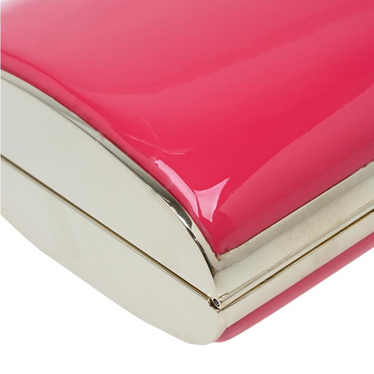 Pre Owned Jimmy Choo Pink Patent Leather Carmen Clutch