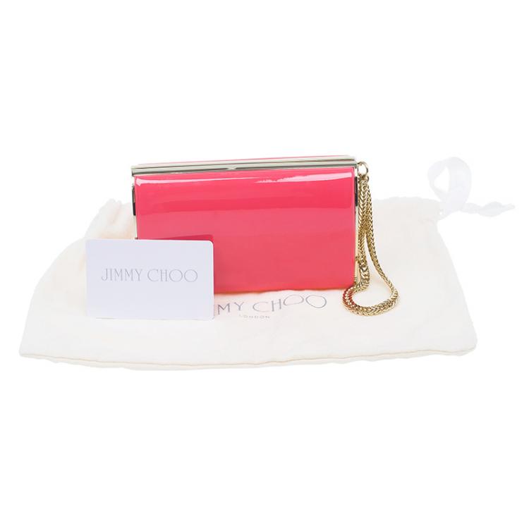 Pre Owned Jimmy Choo Pink Patent Leather Carmen Clutch