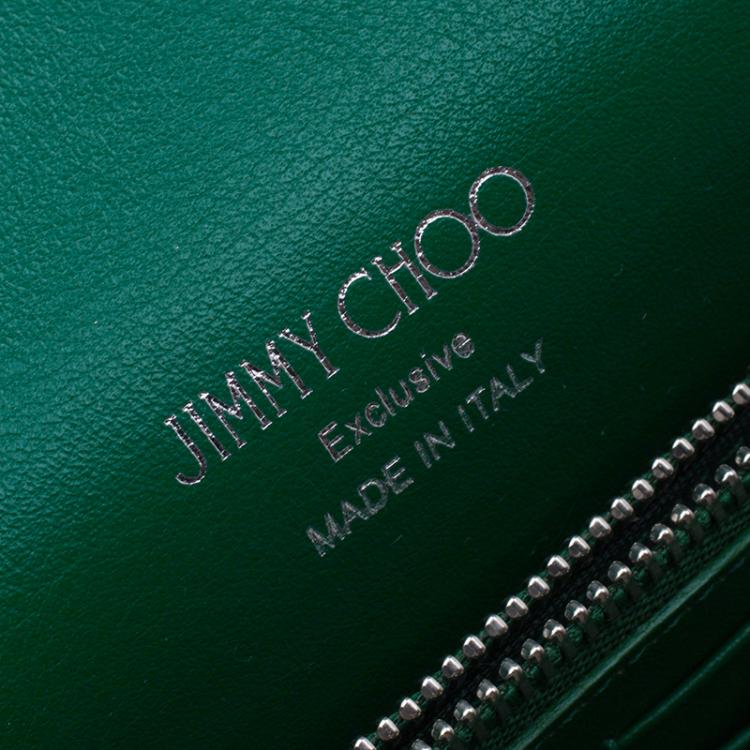 Pre Owned Jimmy Choo Green Satin Milla Chain Clutch