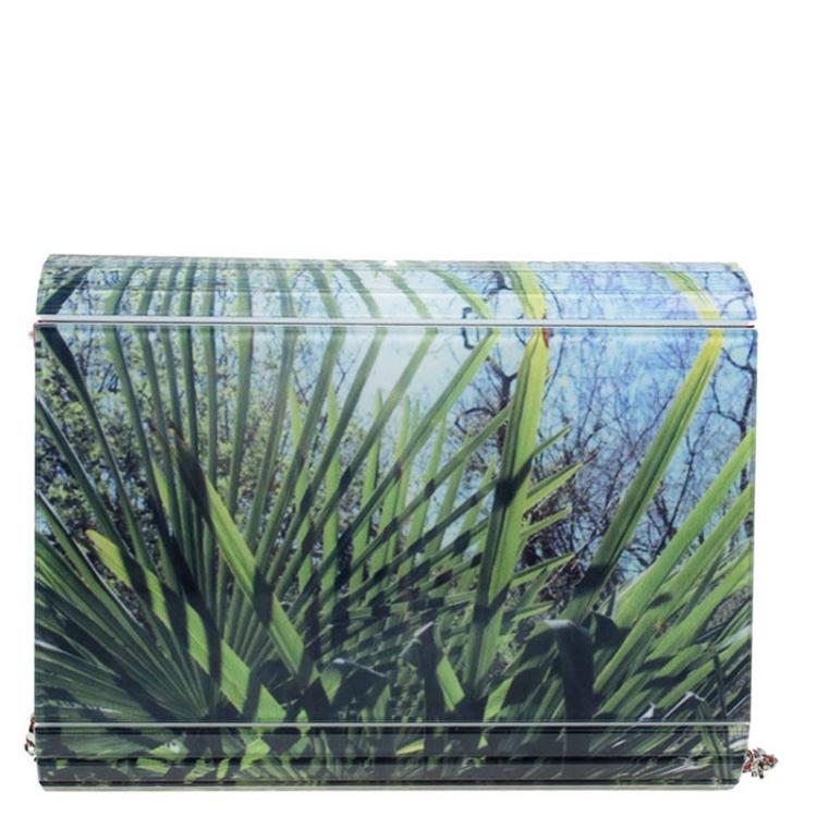 Pre Owned Jimmy Choo Palm Leaf Printed Acrylic Candy Clutch