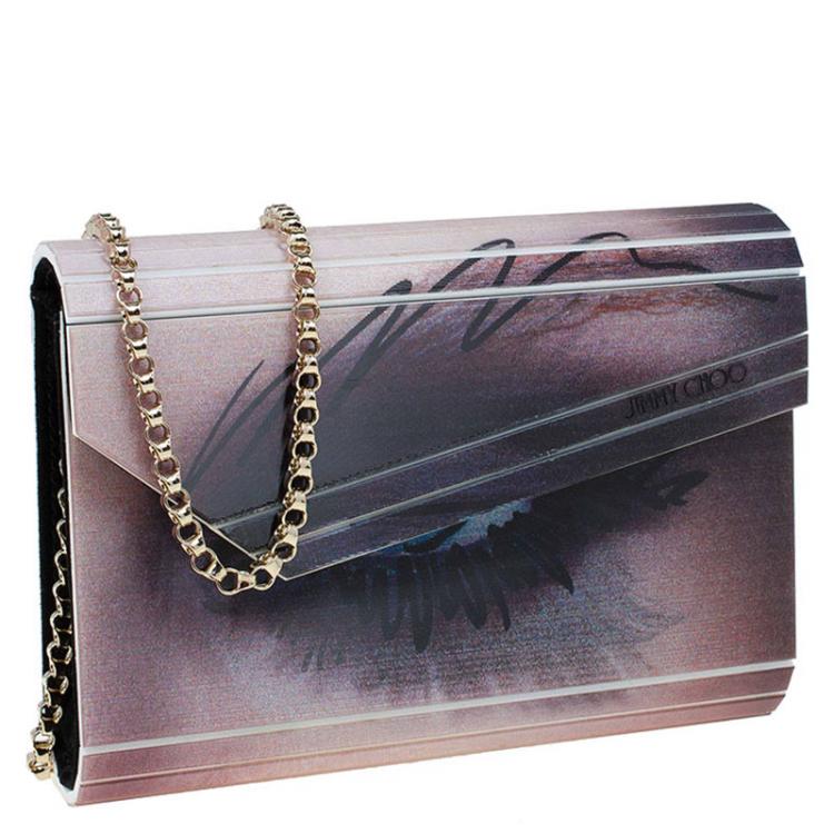 Pre Owned Jimmy Choo Lenticular Printed Acrylic Candy Clutch