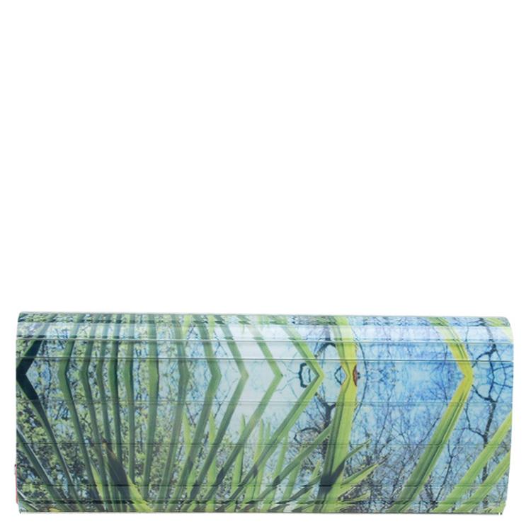 Pre Owned Jimmy Choo Palm Leaf Printed Acrylic Sweetie Clutch