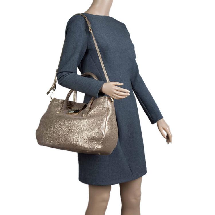 Pre Owned Jimmy Choo Gold Leather Rania Tote