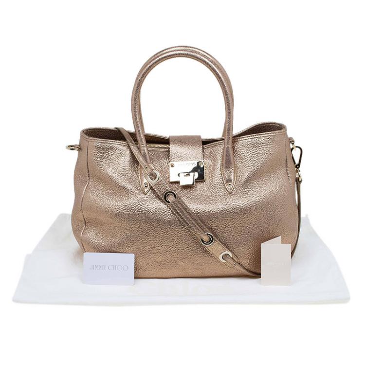Pre Owned Jimmy Choo Gold Leather Rania Tote