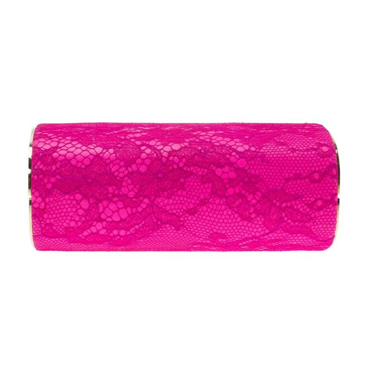 Pre Owned Jimmy Choo Pink Lace and Leather Mini Charm Clutch