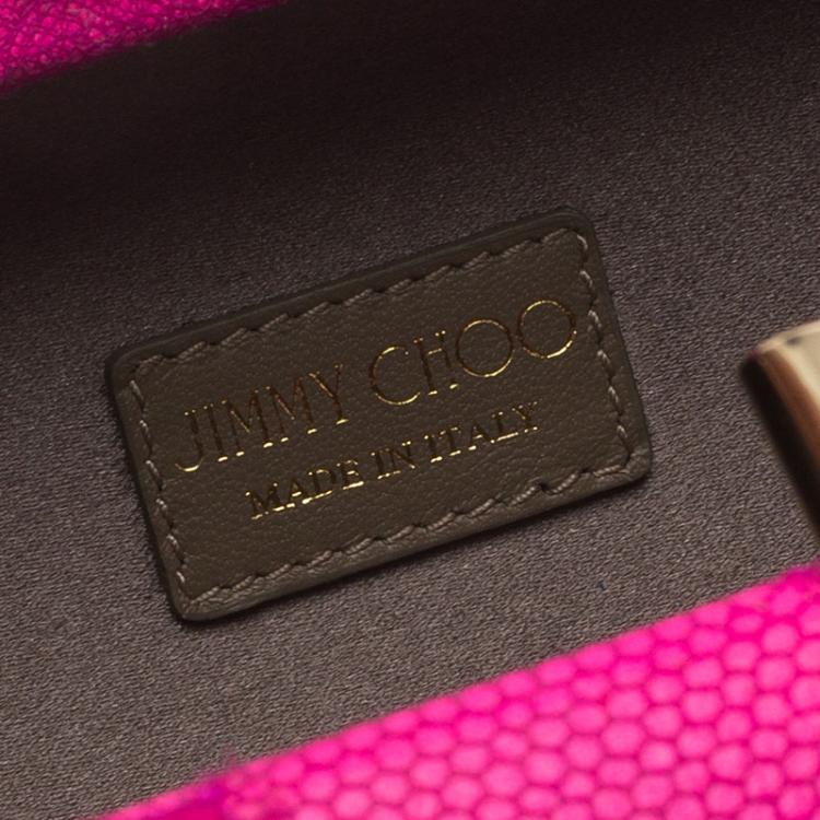 Pre Owned Jimmy Choo Pink Lace and Leather Mini Charm Clutch