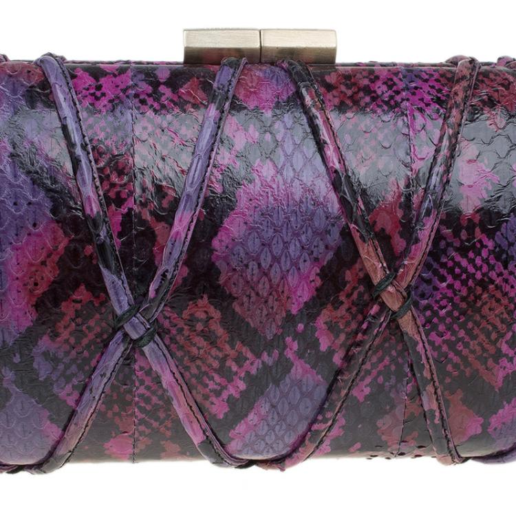 Pre Owned Jimmy Choo Multicolor Python Twill Tube Clutch