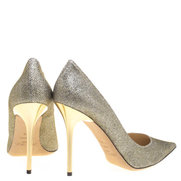 Pre Owned Jimmy Choo Gold Lamé Abel Pointed Toe Pumps Size 40.5