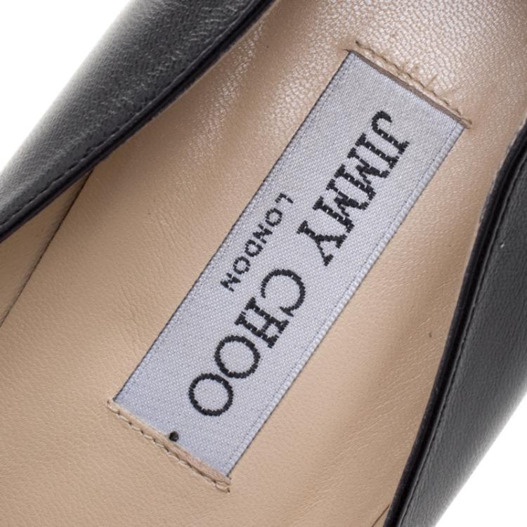 Pre Owned Jimmy Choo Black Leather Cosmic Platform Pumps Size 40