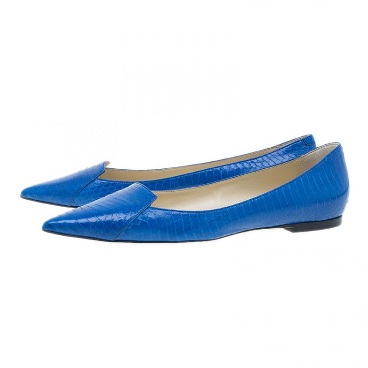 مملوكة مسبقًا Jimmy Choo Royal Blue Pointed Flats Size 38