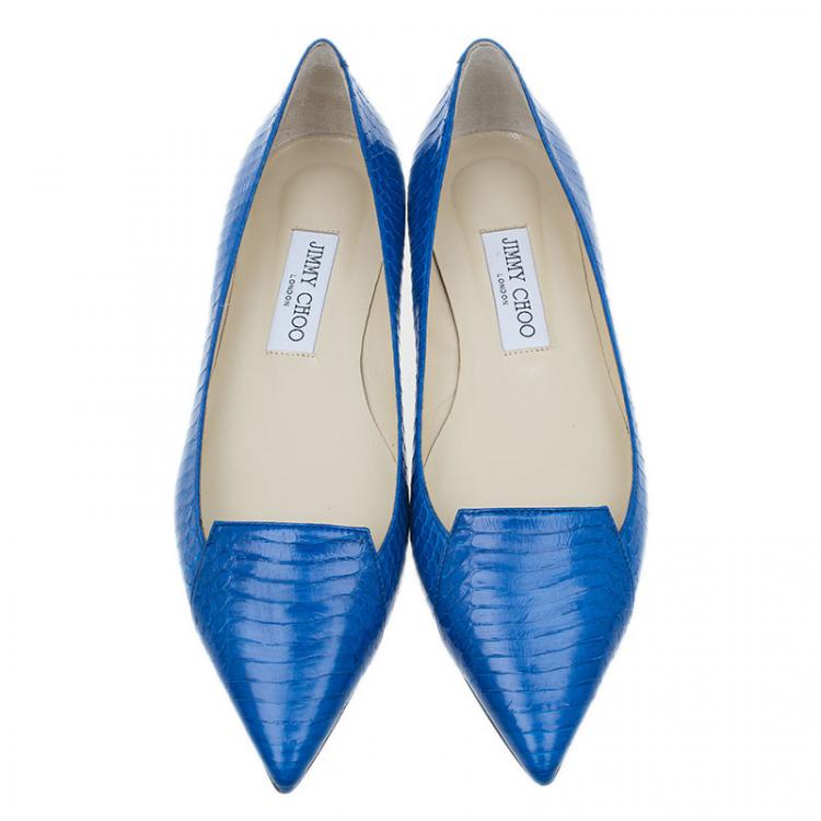 مملوكة مسبقًا Jimmy Choo Royal Blue Pointed Flats Size 38