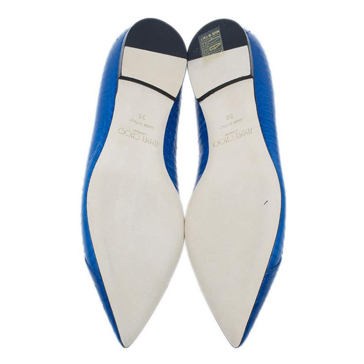 مملوكة مسبقًا Jimmy Choo Royal Blue Pointed Flats Size 38