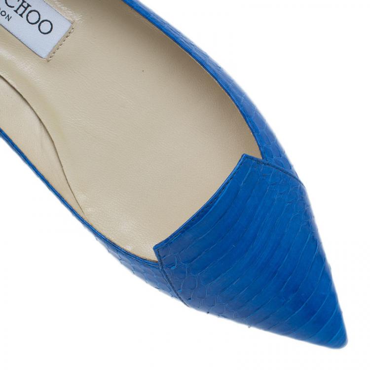 مملوكة مسبقًا Jimmy Choo Royal Blue Pointed Flats Size 38
