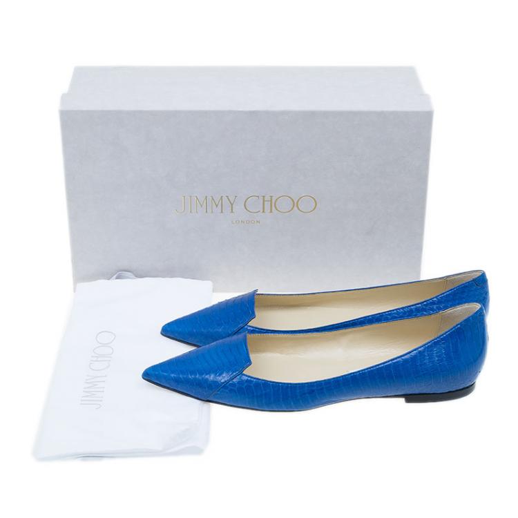 مملوكة مسبقًا Jimmy Choo Royal Blue Pointed Flats Size 38