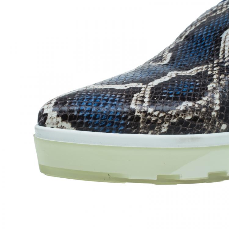 Pre Owned Jimmy Choo Blue Snakeskin Embossed Brooklyn Slip On Sneakers Size 40 