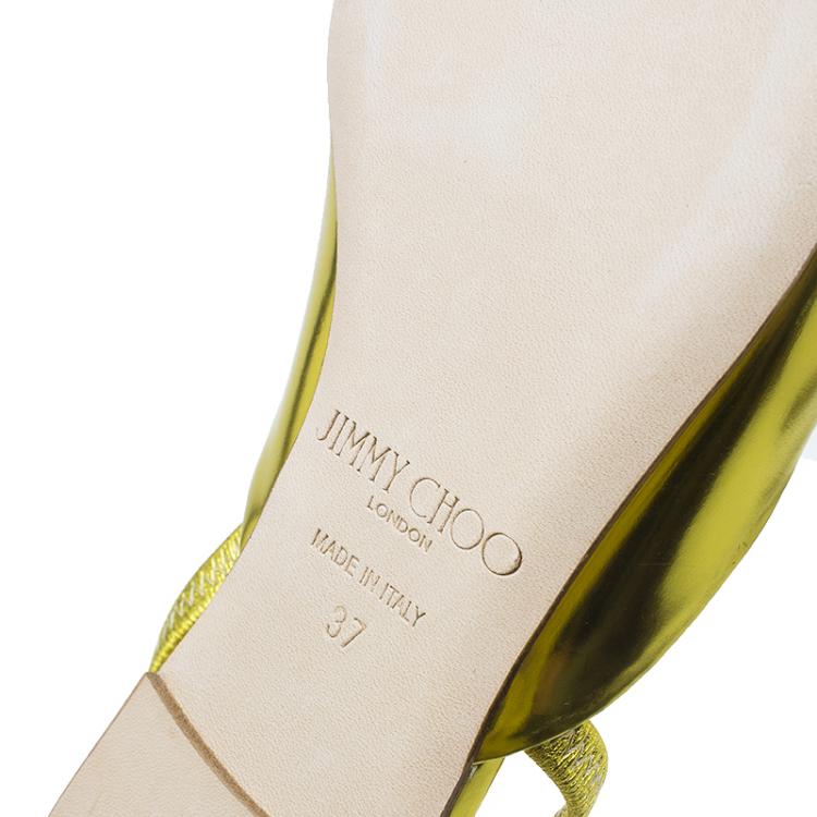 Pre Owned Jimmy Choo Yellow Gold Genoa Slingback Ballet Flats Size 37