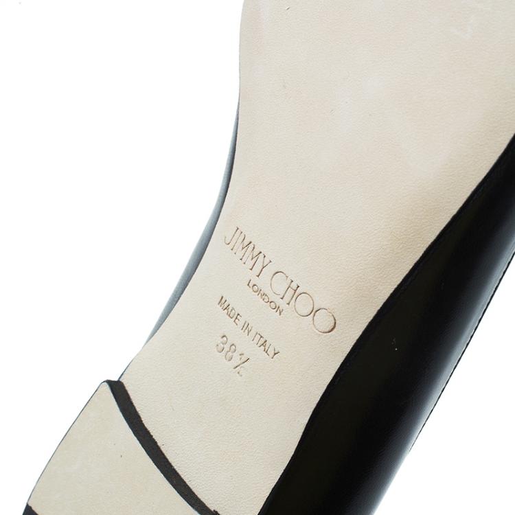 Pre Owned Jimmy Choo Black Leather Ballet Flats Size 38.5