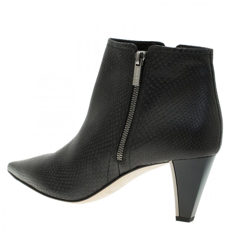 Pre Owned Jimmy Choo Black Python Embossed Leather Lowry Ankle Boots Size 40 