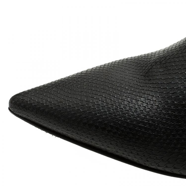 Pre Owned Jimmy Choo Black Python Embossed Leather Lowry Ankle Boots Size 40 