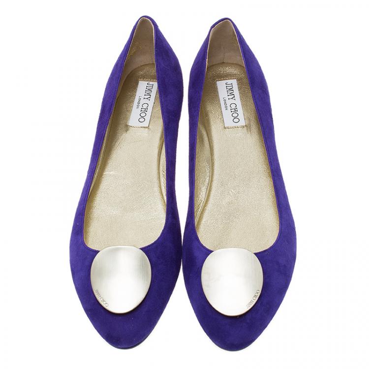 Pre Owned Jimmy Choo Purple Suede Wray Ballet Flats Size 41 