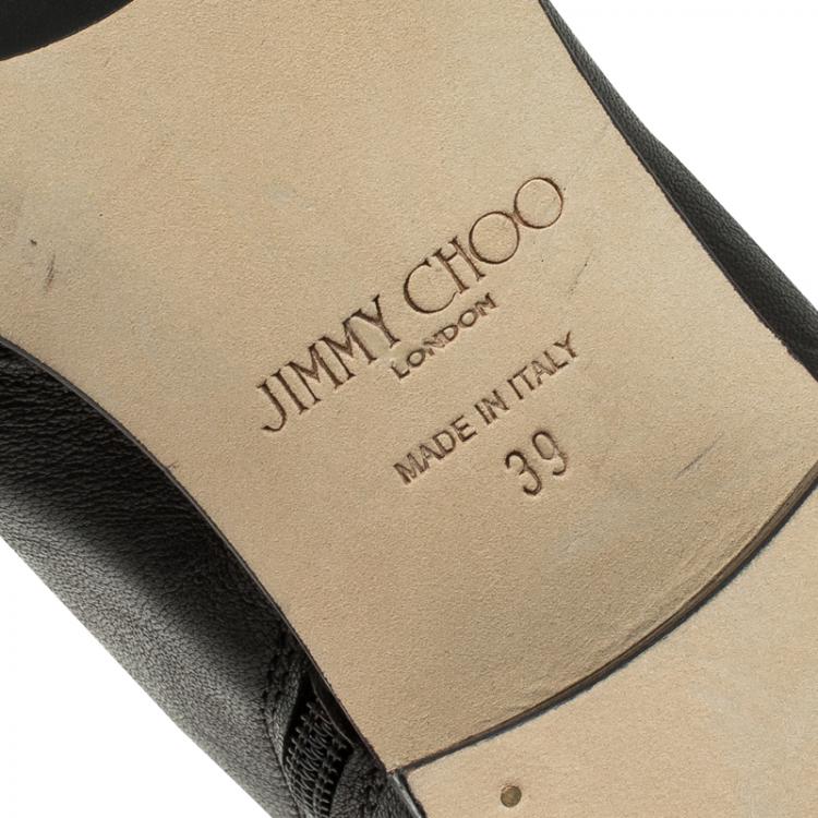 Pre Owned Jimmy Choo Black and Silver Metallic Leather Marlin Boots Size 39 