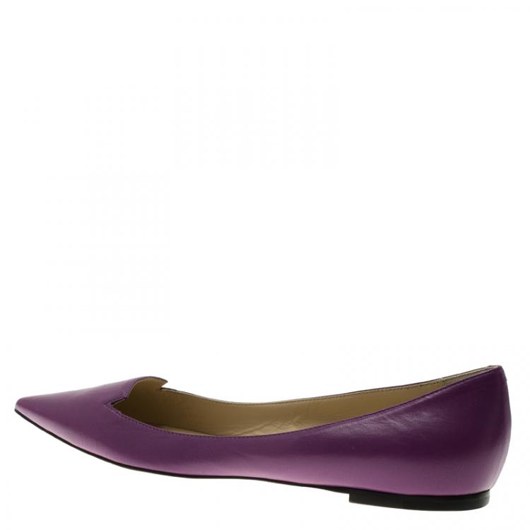 Pre Owned Jimmy Choo Purple Leather Attila Ballet Flats Size 41
